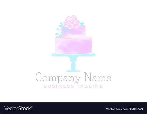 Watercolor cake logo with vintage design Vector Image