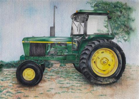 Old Restored John Deere Tractor Painting by Elisa Allen