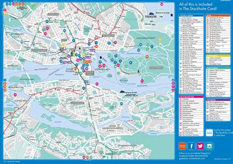 Stockholm tourist attractions map | Tourist map, Stockholm city, Map