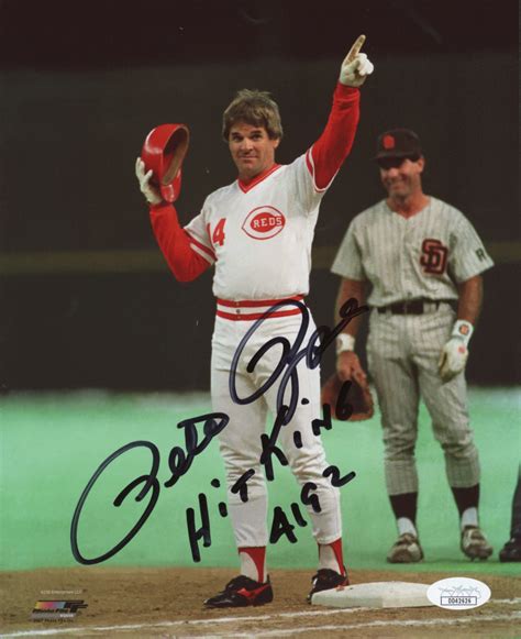 Pete Rose Signed Cincinnati Reds 8x10 Photo Inscribed "Hit King ...