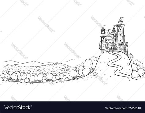 Cartoon drawing or fantasy landscape Royalty Free Vector