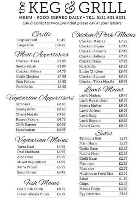 The Keg Menu Prices