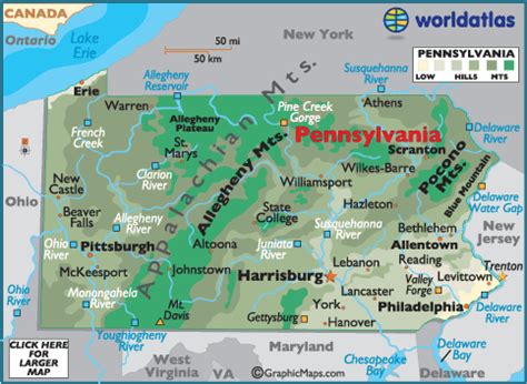 Map of Pennsylvania - Pennsylvania Map, Philadelphia History, Pa Facts ...