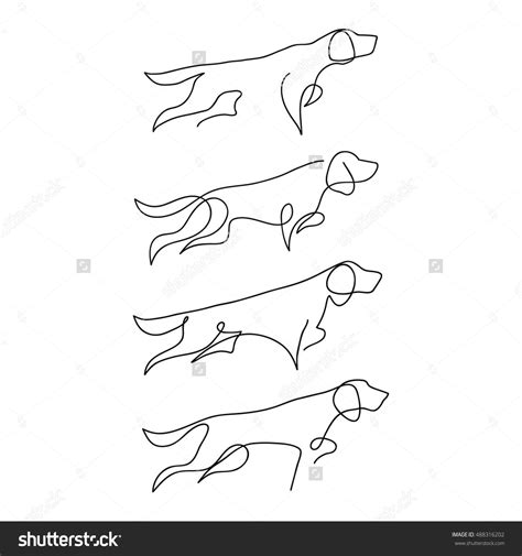 One line dog design silhouette. Hound. Hand drawn minimalism style ...