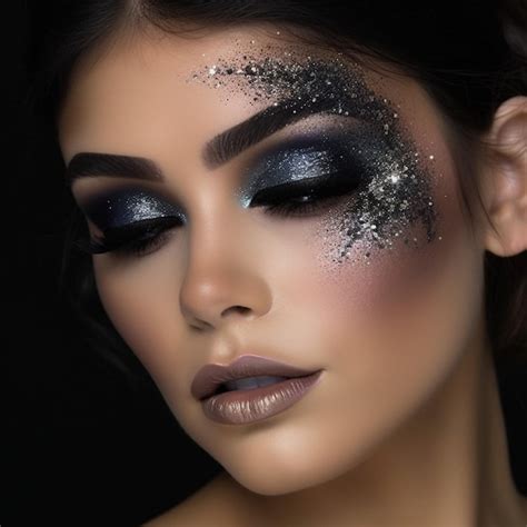 Premium AI Image | Photo of Smokey Eye Look with Glitter Highlight