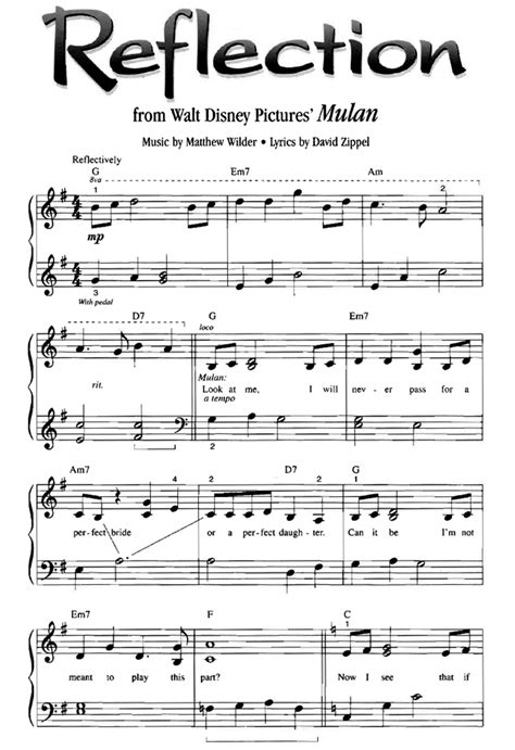 REFLECTION Mulan Easy Piano Sheet music | Easy Sheet Music