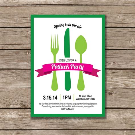 Potluck Party Potluck Invitation Printable Made to Order | Etsy