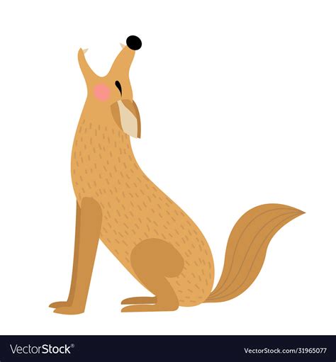 Howling coyote animal cartoon character Royalty Free Vector