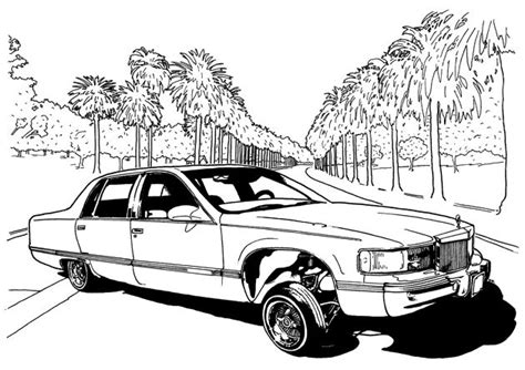 Lowrider Car Coloring Pages | Иллюстрации, Рисунки, Автомобили