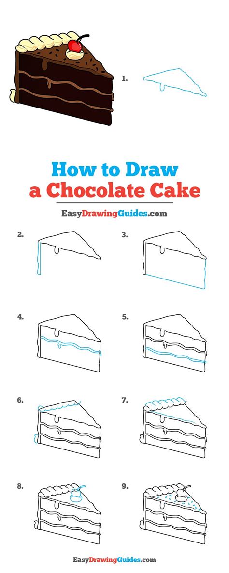 How to Draw a Chocolate Cake - Easy Step-by-Step Tutorial