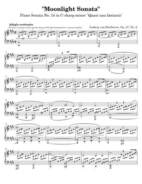 Beethoven - Moonlight Sonata, 1st Mvt. Sheet music for Piano (Solo ...