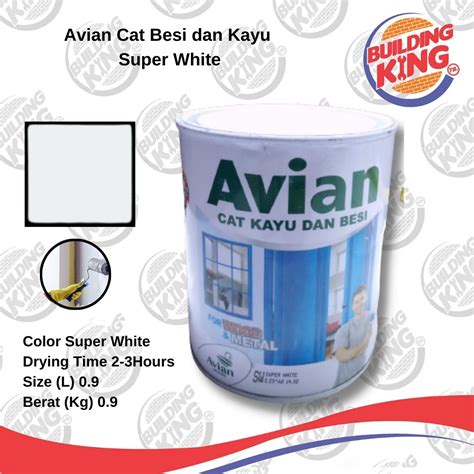 Cat AVIAN Besi Kayu 1 Kg 0,9L Putih Glossy Terang SW Super White 1Kg ...