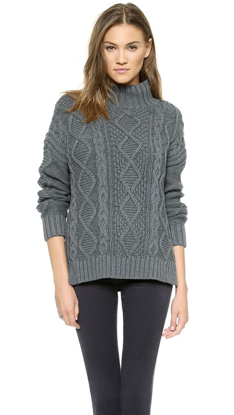 525 america Xo Cable Knit Sweater - Dark Heather Grey in Gray | Lyst