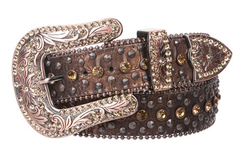 Western Cowgirl Faux Alligator Rhinestone Studded Leather Belt ...