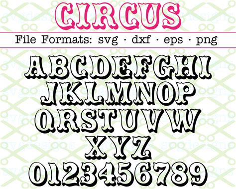 CIRCUS SVG FONT -Cricut & Silhouette Files SVG DXF EPS PNG ...