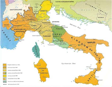 The Italian peninsula before unification in 1860