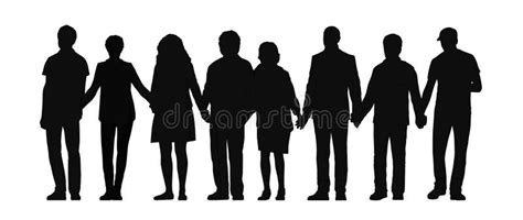 Group of People Holding Hands Silhouette 3 Stock Illustration ...