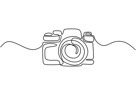 One line drawing of camera linear style. Black image isolated on white ...