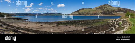 Lamlash Bay and Holy Island panorama - Isle of Arran, Scotland Stock ...