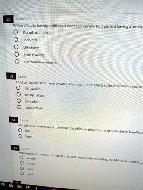 SOLVED: Which of the following positions is most appropriate for a ...