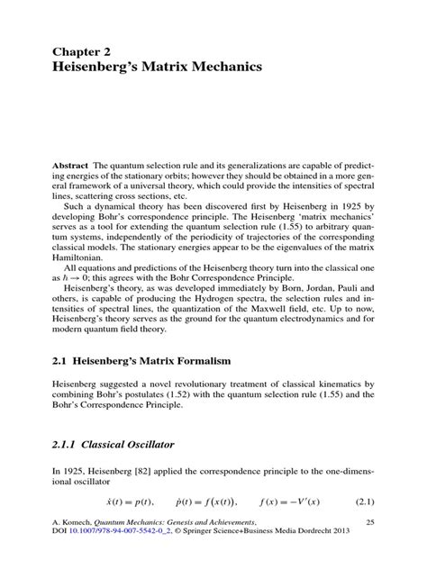 Heisenberg's Matrix Mechanics (Springer) | PDF | Quantum Mechanics ...