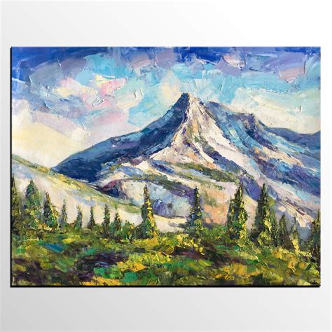 Abstract Art, Abstract Mountain Lake Landscape Painting, Oil Painting ...