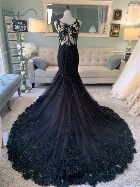 Black Wedding DressGothic Wedding DressMermaid Black | Etsy in 2020 ...