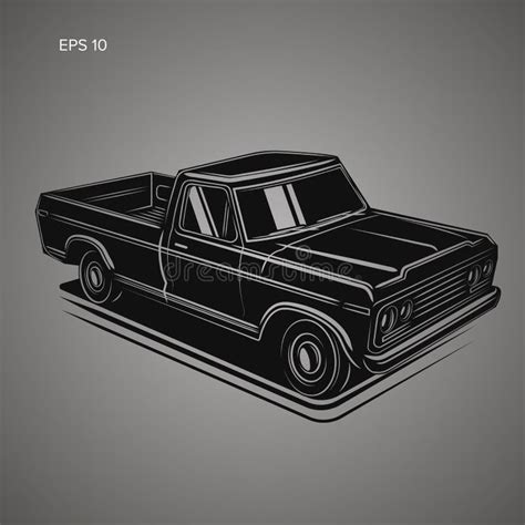 Old Retro Pickup Truck Vector Illustration. Stock Vector - Illustration ...