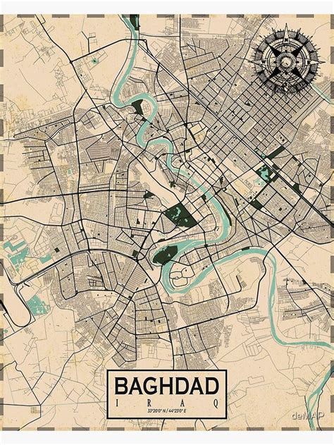 Baghdad City Map of Iraq - Vintage