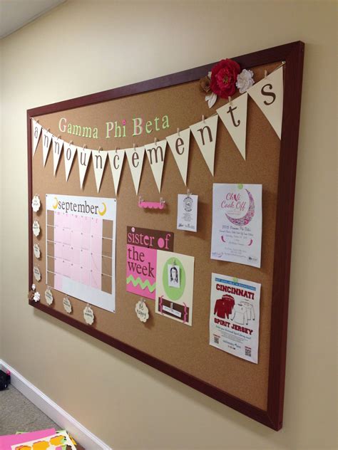 Gamma Phi Beta announcement board :) | Diy bulletin board, Homemade ...