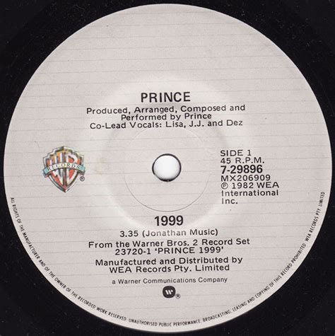 Prince – 1999 – Vinyl (7", 45 RPM), 1983 [r867210] | Discogs