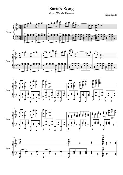 Saria's Song/Lost Woods - Ocarina of Time (Piano Solo) sheet music for ...