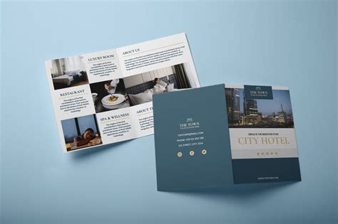 Customize this Simple Town Hotel Bifold Brochure template for free