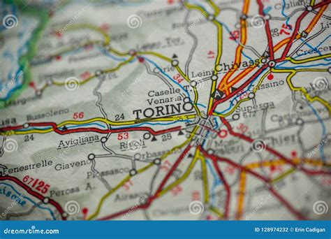 Torino Italy Map stock photo. Image of road, focus, trip - 128974232