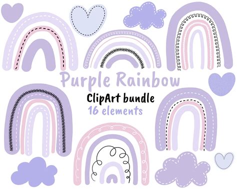 Purple Rainbow Png Purple Rainbow Clip Art Rainbow Clipart - Etsy