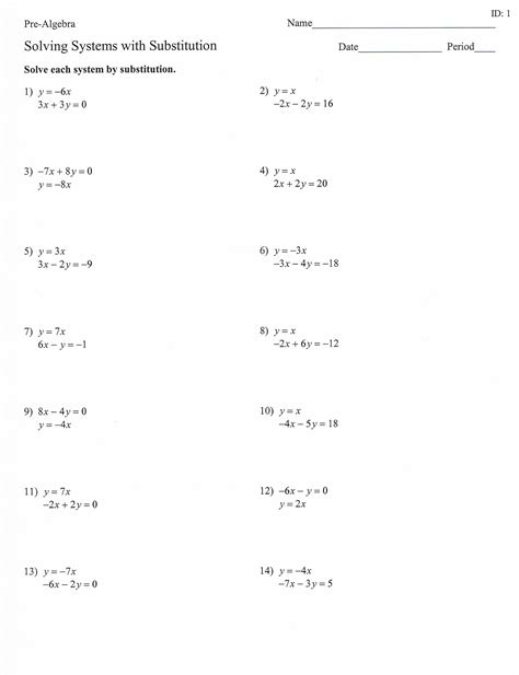 Solving Systems Of Linear Equations Worksheets