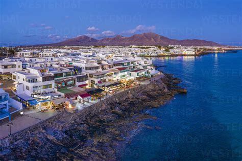 Playa Blanca at dusk, Lanzarote, Canary Islands, Spain, Atlantic ...