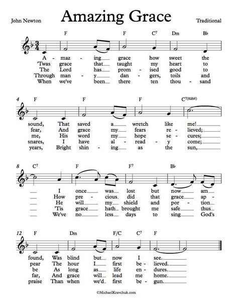 Amazing Grace Sheet Music With Lyrics