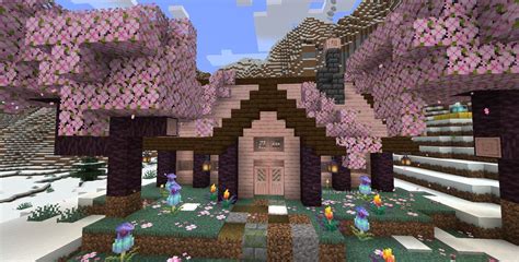 Minecraft cherry blossom survival house | Minecraft interior design ...