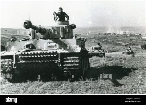 Tiger Tanks advance during the Battle of Kursk . the Heavy Panzers are ...