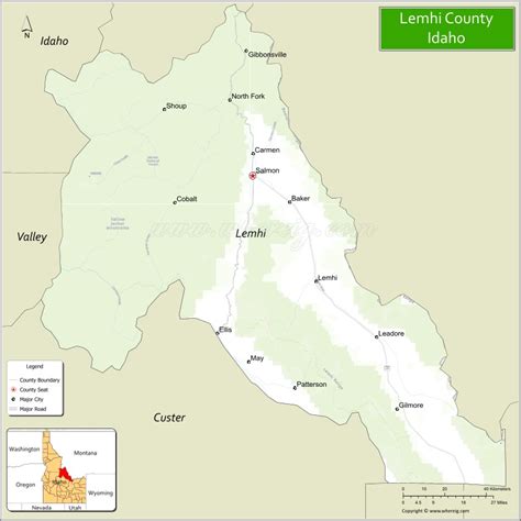 Map of Lemhi County, Idaho - Where is Located, Cities, Population ...