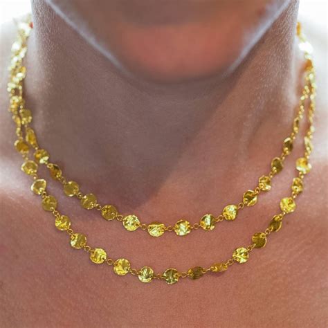 Long 24 Karat Yellow Gold Hammered Gold Coin Necklace at 1stDibs