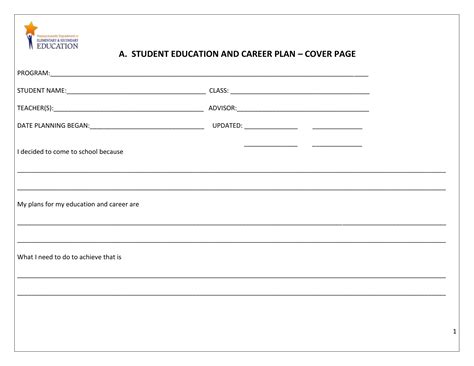 Career Plan Template For Students