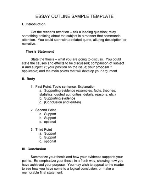 Essay Outline Printable