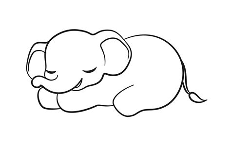 Ilustración de contorno de dibujos animados de elefante bebé durmiendo ...