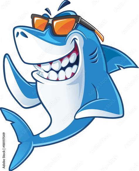 Smiling Shark Cartoon Mascot Character With Sunglasses Stock Vector ...