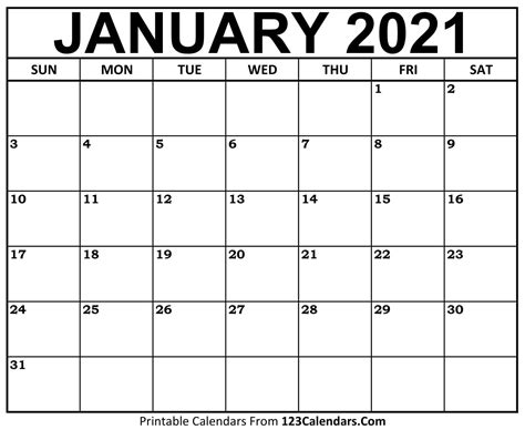 January 2021 calendar for United States. Download free as JPG or PDF ...