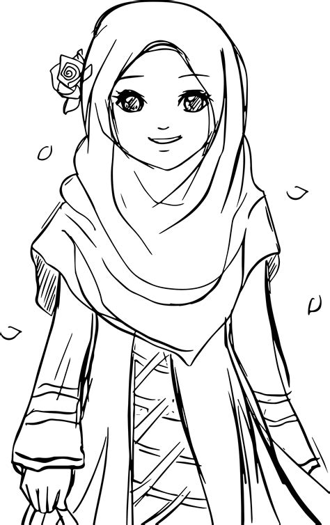 cool Islamic Muslim Wears Hijab Girl Coloring Pages | Gambar, Gambar ...