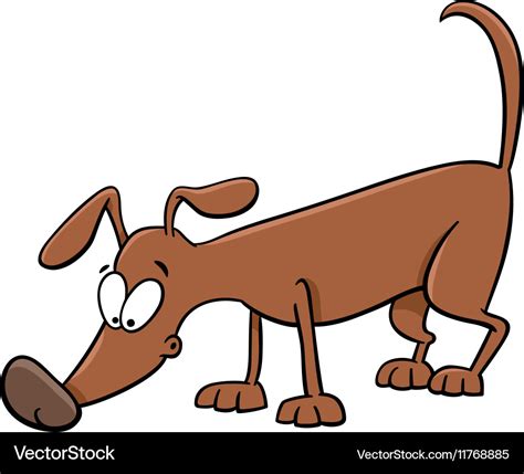 Sniffing dog cartoon Royalty Free Vector Image