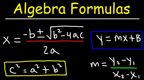 Algebra Formulas - YouTube